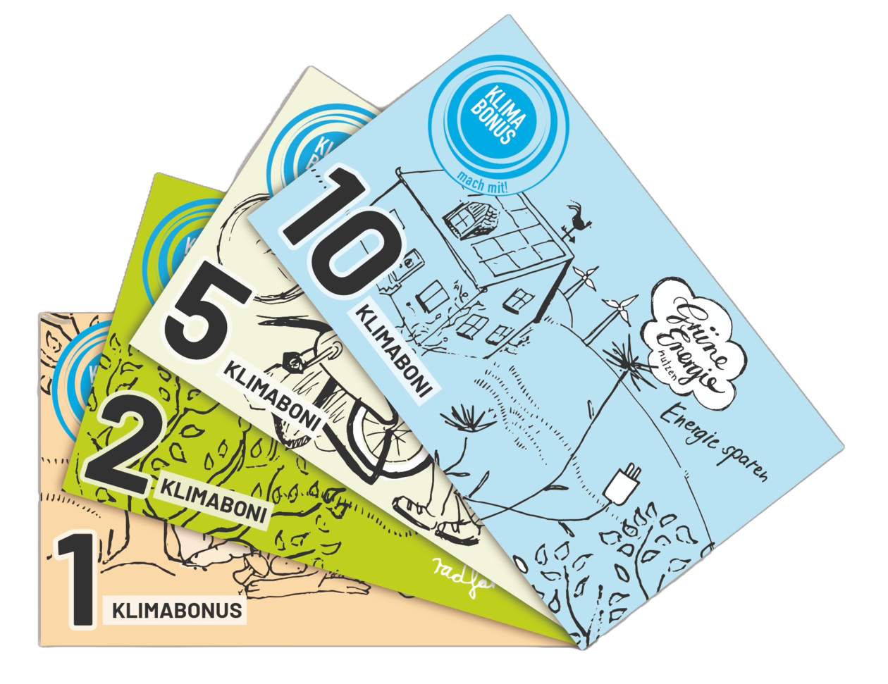 Klimabonus-Scheine als Geldscheinfächer